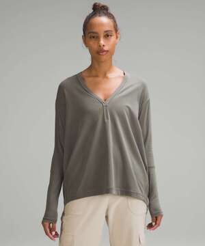 Lululemon Back In Action V-Neck Long-Sleeve Shirt Gray 8